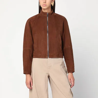 Alaïa Brown Suede Jacket In Gray