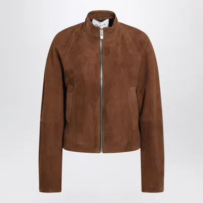 Alaïa Alaia Brown Suede Jacket Women In Gray