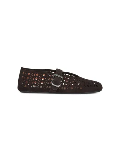 Alaïa Brown Suede Vienne Ballet Flat