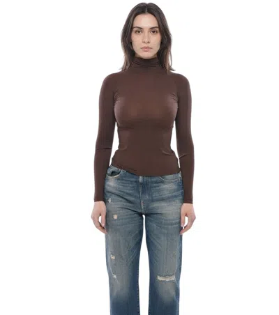 Alaïa Brown Turtle Neck Top
