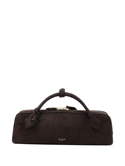 Alaïa Alaia Brun Fume Goat Leather Teckel Suede Clutch Shoulder Bag In Brown