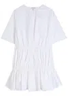 Alaïa Womens Ruffled Short-sleeves Cotton Mini Dress Blanc