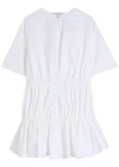 ALAÏA ALAÏA BRUSHED COTTON-POPLIN MINI DRESS