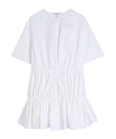 Alaïa Brushed Cotton-poplin Mini Dress In White