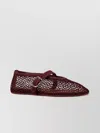 Alaïa Patent Leather-trimmed Mesh Ballet Flats In Burgundy