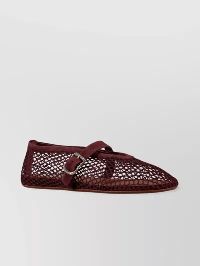 Alaïa Crystal Mesh Ballet Flats In Burgundy