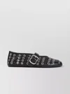 Alaïa Buckle Perforated Round Toe Ballerina Shoes In Black