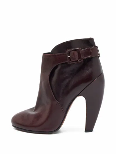 Pre-owned Alaïa Buckled Overlapping-collar Heeled Ankle Boots In Red