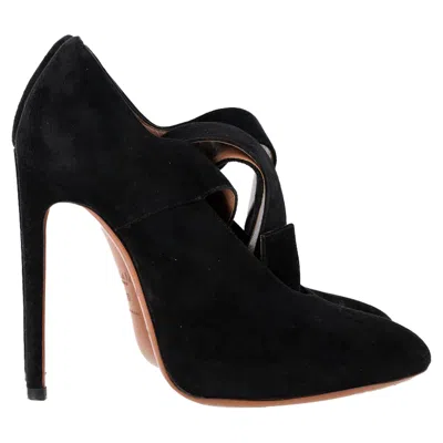 Alaïa Buckled Strap Pumps In Black Suede