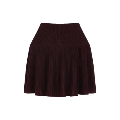 Alaïa Alaia Burgundy Crinoline Wool Mini Skirt In Black