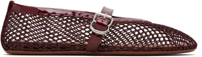 Alaïa Burgundy Fishnet Ballerina Flats
