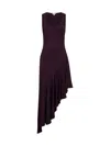 Alaïa Burgundy Fluid Jersey Asymmetric Dress In Purple