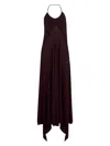 Alaïa Burgundy Jersey Long Cross Dress In Brown