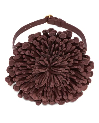 Alaïa Burgundy Leather Flower Choker