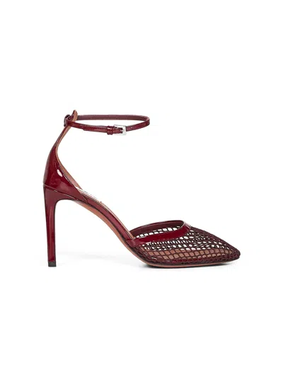 Alaïa Burgundy Mesh Heeled Pumps