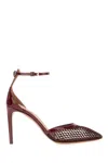 Alaïa Women Burgundy Mesh Heeled Pumps In Burgundy