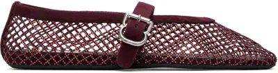 Alaïa Patent Leather-trimmed Mesh Ballet Flats In Brown