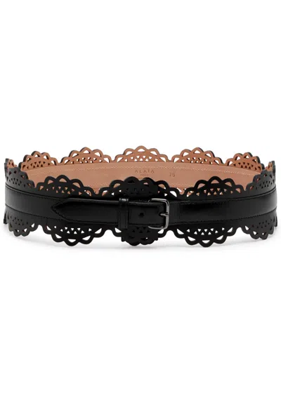 ALAÏA ALAÏA BUSTIER 60 LASER-CUT LEATHER BELT