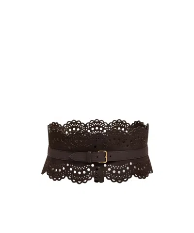 Alaïa Bustier Belt In Vienne Wave Nubuck In Black