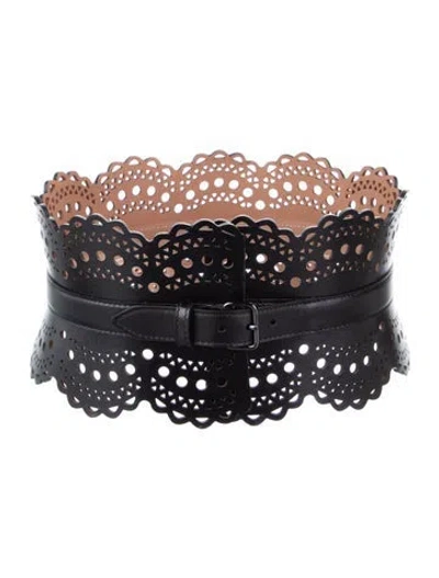 Pre-owned Alaïa Bustier Belt Wide Waist Belt In Black