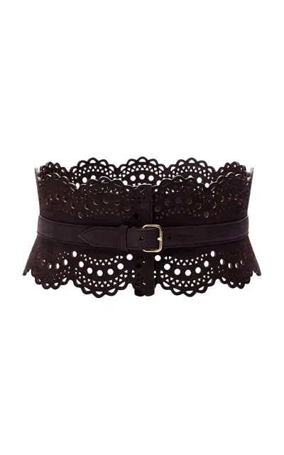 Alaïa Bustier Leather Belt In Orange