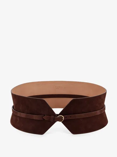 Alaïa Bustier Suede Belt In Brown