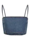 Alaïa Cropped Denim Top With Structured Silhouette In Blue