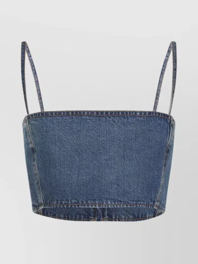 ALAÏA BUSTIER TOP WITH BROWN STITCHING