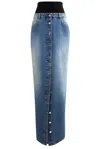 Alaïa Button Front Column Skirt In Blue Vintage