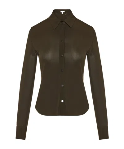 Alaïa Button-up Long-sleeve Shirt In Brown