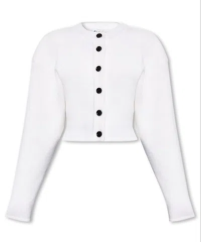 Alaïa Buttoned Crewneck Cropped Cardigan In White