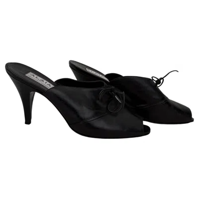 Pre-owned Alaïa By Diego Dellavalle Black Heeled Mules Size 40- 1980s Runway Piece