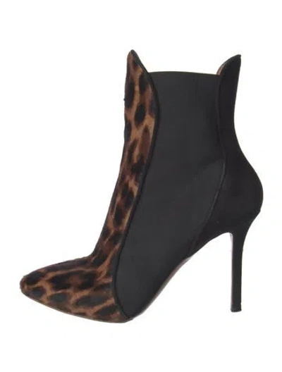 Pre-owned Alaïa Calf Hair Animal Print Chelsea Boots In Black