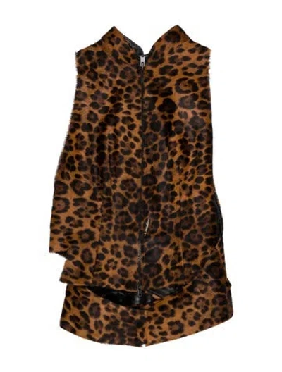 Pre-owned Alaïa Calf Hair Animal Print Fur Vest In Brown