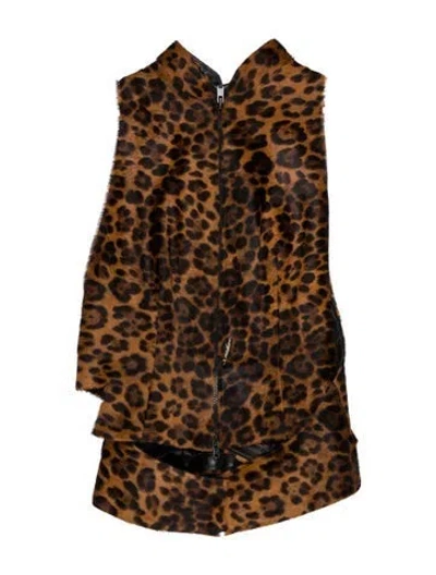 Pre-owned Alaïa Calf Hair Animal Print Fur Vest In Brown