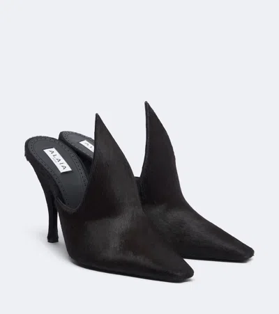 Alaïa Calf Hair Mules In Brown