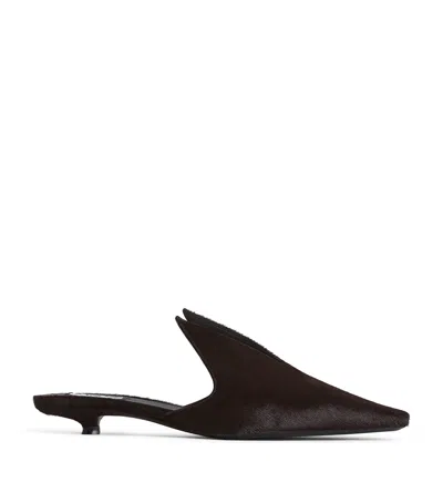 Alaïa Calf Hair Pointy Mules 25 In Brown