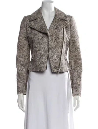 Pre-owned Alaïa Calf Leather Animal Print Biker Jacket In Multicolor