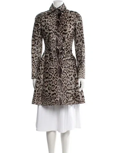Pre-owned Alaïa Calf Leather Animal Print Coat In Black