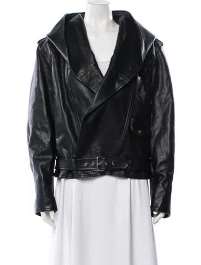 Pre-owned Alaïa Calf Leather Biker Jacket In Black