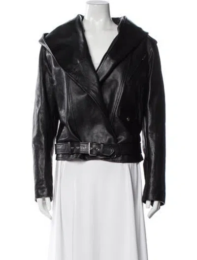 Pre-owned Alaïa Calf Leather Biker Jacket W/ Tags In Black