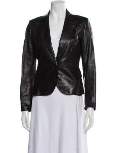 Pre-owned Alaïa Calf Leather Blazer In Black
