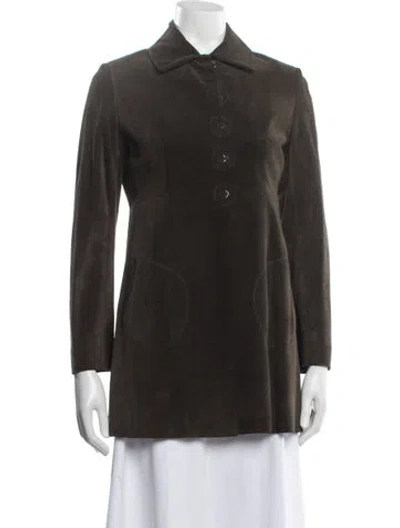 Pre-owned Alaïa Calf Leather Jacket In Green