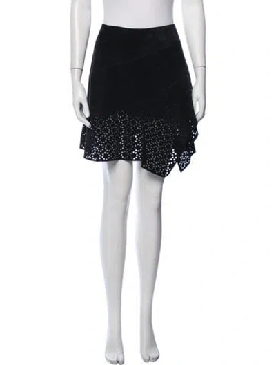 Pre-owned Alaïa Calf Leather Mini Skirt In Black/metallic