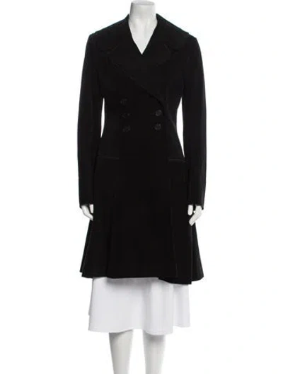Pre-owned Alaïa Calf Leather Peacoat In Black
