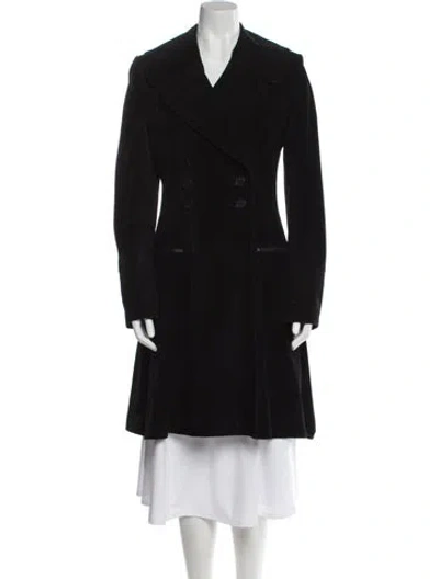 Pre-owned Alaïa Calf Leather Peacoat In Black