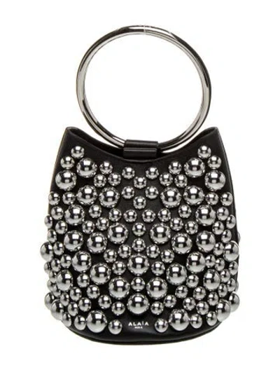 Pre-owned Alaïa Calfskin Bubble Ring Mini In Black