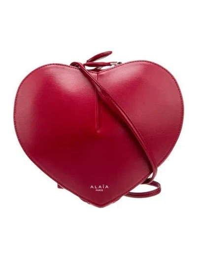 Pre-owned Alaïa Calfskin Le Coeur In Red