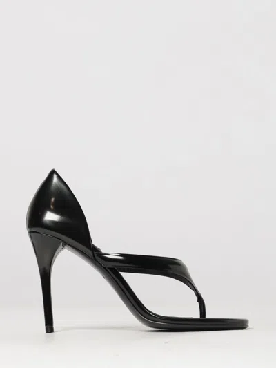 Alaïa Calfskin Leather Thong Mule Sandals With High Stiletto Heel In Black