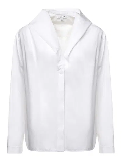 Alaïa Poplin Hooded Shirt In White